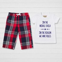 60 SECOND MAKEOVER I'm In The Middle I'm The Reason We Have Rules Pyjamas Set in Red | Size: 0-6 m