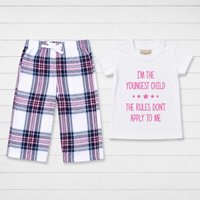 60 SECOND MAKEOVER I'm The Youngest The Rules Don't Apply To Me Pyjamas Set in Pink | Size: 18-24 m