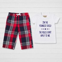 60 SECOND MAKEOVER I'm The Youngest The Rules Don't Apply To Me Pyjamas Set in Red | Size: 18-24 m