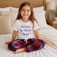 60 SECOND MAKEOVER Best Cousin Ever Pyjamas Children Trouser Bottoms Pyjama Set Christmas in Red | Size: 0-6 m