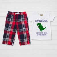60 SECOND MAKEOVER Cousin Dinsosaur Pyjamas Children Trouser Bottoms Pyjama Set Christmas in Red | Size: 13 Years