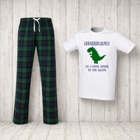 Grandad Dinosaur Tartan Pyjama Set