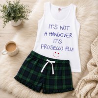 60 SECOND MAKEOVER Women's It's Not A Hangover It's Prosecco Flu Pyjamas Set in Green | Size: XS