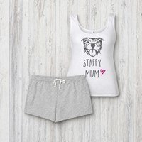 60 SECOND MAKEOVER Women's Staffy Mum Pyjama Set in Grey | Size: Small