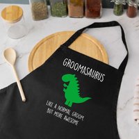 60 SECOND MAKEOVER Men's Groom Dinosaur Apron in Black