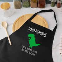 60 SECOND MAKEOVER Men's Usher Dinosaur Apron in Black
