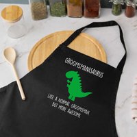 60 SECOND MAKEOVER Men's Groomsman Dinosaur Apron in Black