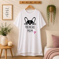 60 SECOND MAKEOVER Women's Frenchie Mum Nightie in White | Size: Medium