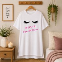 60 SECOND MAKEOVER Women's Lashes All I Need Is Coffee & Mascara Nightie in White | Size: Medium