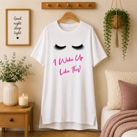 60 SECOND MAKEOVER Women's Lashes I Woke Up Like This Nightie in White | Size: Large