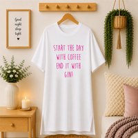 60 SECOND MAKEOVER Women's Start The Day With Coffee End It With Gin Nightie in White | Size: Medium