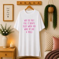60 SECOND MAKEOVER Women's Why Do They Call It Beauty Sleep Troll Nightie in White | Size: XS