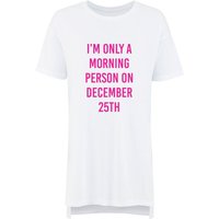 60 SECOND MAKEOVER Women's I'm Only A Morning Person on December 25th Nightie in White | Size: XS