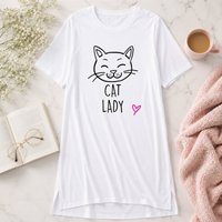 60 SECOND MAKEOVER Women's Cat Lady Nightie in White | Size: Small