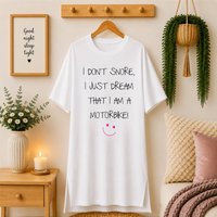 60 SECOND MAKEOVER Women's I Don't Snore I Just Dream I'm A Motorbike Nightie in White | Size: XS
