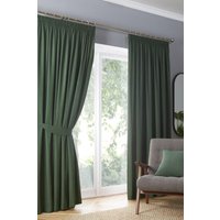 Fusion 'Dijon' Thermal & Blackout Fully Lined Pencil Pleat Curtains in Bottle Green | Size: 117 cm width x 183 cm drop