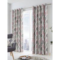 Fusion 'Lennox' Modern Geo Print Eyelet Curtains in Rose | Size: 229 cm width x 229 cm drop