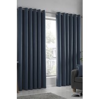Fusion 'Strata' Triple-Woven Dimout Eyelet Curtains in Navy | Size: 168 cm width x 137 cm drop