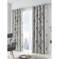 Fusion 'Lennox' Modern Geo Print Eyelet Curtains in Grey | Size: 168 cm width x 229 cm drop