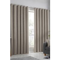 Fusion 'Strata' Triple-Woven Dimout Eyelet Curtains in Natural | Size: 117 cm width x 229 cm drop