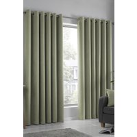 Fusion 'Strata' Triple-Woven Dimout Eyelet Curtains in Green | Size: 229 cm width x 274 cm drop