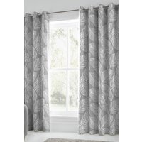 Fusion 'Matteo' 100% Cotton Light Filtering Pair of Eyelet Curtains in Grey | Size: 229 cm width x 229 cm drop