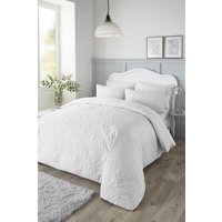 Serene 'Luana' Microfibre Pinsonic 3D Floral Design Duvet Cover Set in White | Size: King