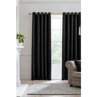 Laurence Llewelyn-Bowen Montrose' Velvet Blackout-Coated Pair of Eyelet Curtains in Black | Size: 168 cm width x 137 cm drop
