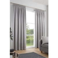 Fusion 'Galaxy' Pair of Light Reducing Thermal Effect Pencil Pleat Curtains in Silver | Size: 229 cm width x 229 cm drop