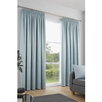 Fusion 'Galaxy' Pair of Light Reducing Thermal Effect Pencil Pleat Curtains in Duck Egg Blue | Size: 229 cm width x 183 cm drop