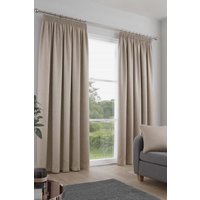 Fusion 'Galaxy' Pair of Light Reducing Thermal Effect Pencil Pleat Curtains in Natural | Size: 229 cm width x 229 cm drop
