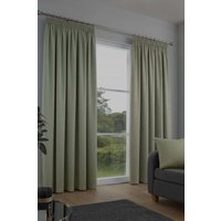 Fusion 'Galaxy' Pair of Light Reducing Thermal Effect Pencil Pleat Curtains in Green | Size: 168 cm width x 137 cm drop