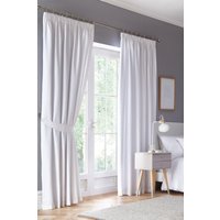 Fusion 'Dijon' Thermal & Blackout Fully Lined Pencil Pleat Curtains in White | Size: 117 cm width x 183 cm drop