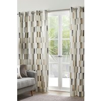Fusion 'Oakland' 100% Cotton Modern Print Pair of Eyelet Curtains in Natural | Size: 168 cm width x 137 cm drop