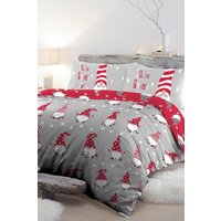 Fusion 'Gnome For Christmas' 100% Brushed Cotton Duvet Cover Set in Silver | Size: Single