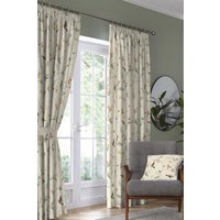 Dreams & Drapes 'Darnley' Nature Inspired Print Pair of Pencil Pleat Curtains With Tie-Backs in Coral | Size: 168 cm width x 183 cm drop