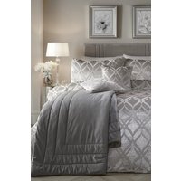 Soiree 'Belfort' Woven Geo Velvet Duvet Cover Set in Silver | Size: King