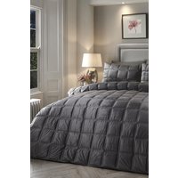 Soiree 'Brighton Square' Soft Velvet Box Stitched Duvet Cover Set in Dark Grey | Size: Super King