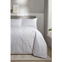 Serene 'Avery Stripe' Pinsonic Soft Touch Duvet Cover Set in White | Size: King