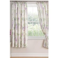 Dreams & Drapes 'Wisteria' Pair of Pencil Pleat Curtains With Tie-Backs in Lilac | Size: 168 cm width x 183 cm drop