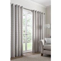 Appletree 'Cassina' Circular Patterned Pair of Eyelet Curtains in Silver | Size: 229 cm width x 183 cm drop