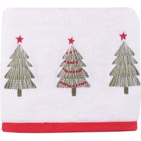 Fusion 'Christmas Trees' 100% Cotton Festive 2 Pack Hand Towels in White