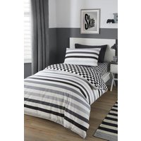 Bedlam 'Beckett Stripe' Easy Care Duvet Cover Set in Grey | Size: Double