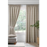 Dreams & Drapes 'Pembrey' Textured Pair of Pencil Pleat Curtains With Tie-Backs in Natural | Size: 229 cm width x 183 cm drop