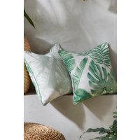 Dreams & Drapes 'Tahiti' Outdoor Water & UV Resistant Garden Filled Bench Cushion in Green | Size: 43 cm x 43 cm