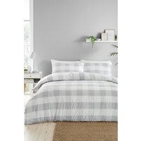 Fusion 'Seersucker Gingham' Textured Duvet Cover Set in Silver | Size: King