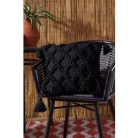 Drift Home 'Alda' Outdoor Durable Garden Filled Bench Cushion in Black | Size: 43 cm x 43 cm