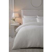 Serene 'Lindly' Waffle Duvet Cover Set in White | Size: Super King