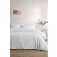 Serene 'Honley Seersucker' Textured Duvet Cover Set in White | Size: King