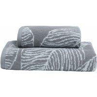 Fusion 'Matteo' Luxury 100% Cotton Leaf Motif Jacquard Towel in Grey | Size: Bath Sheet